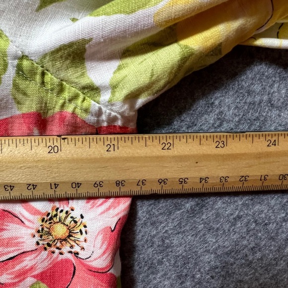 Jones New York Sport Linen Shirt Floral Button Front Top Cottagecore M Blouse - Picture 4 of 6